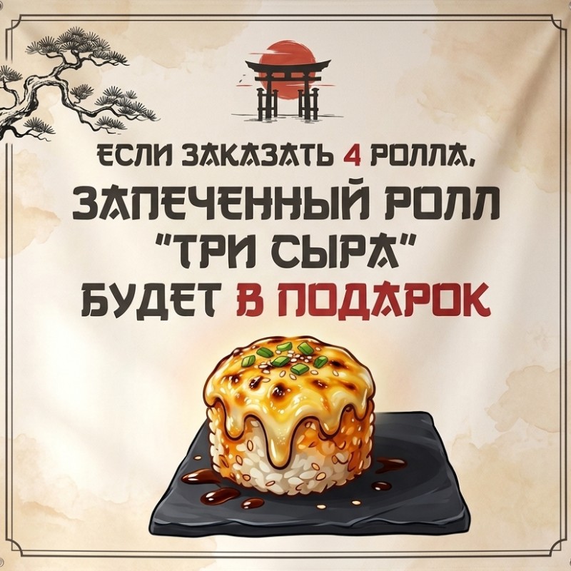При заказе 4-х роллов